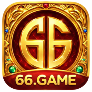 66 Game logo gold red premium design APK gaming app icon with shiny 66 symbol